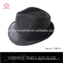 black polyester fedora hats with custom made logo band cheap for promotional